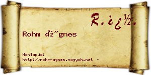 Rohm Ágnes névjegykártya