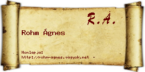 Rohm Ágnes névjegykártya